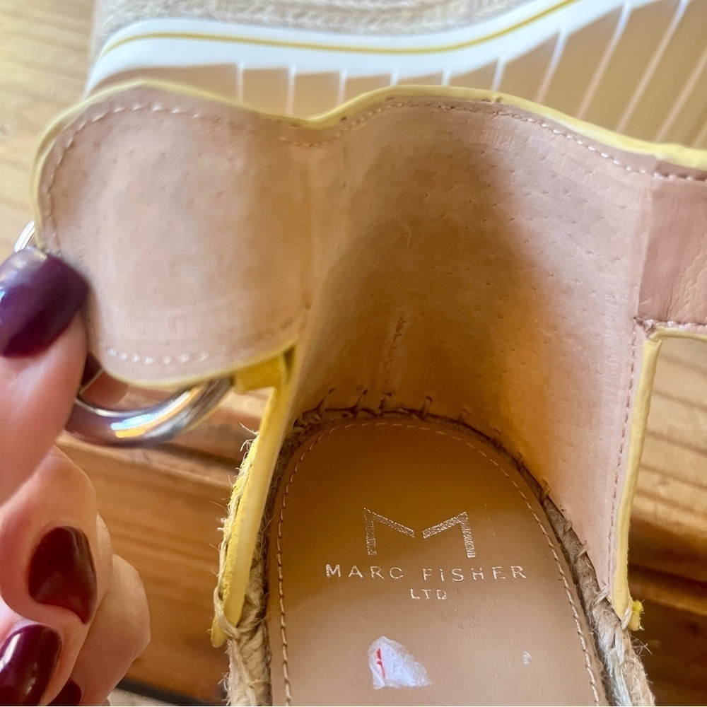 Marc Fisher Sammy Yellow Suede Espadrille Wedge Platform Sandel 9.5 NWOB - Picture 15 of 16